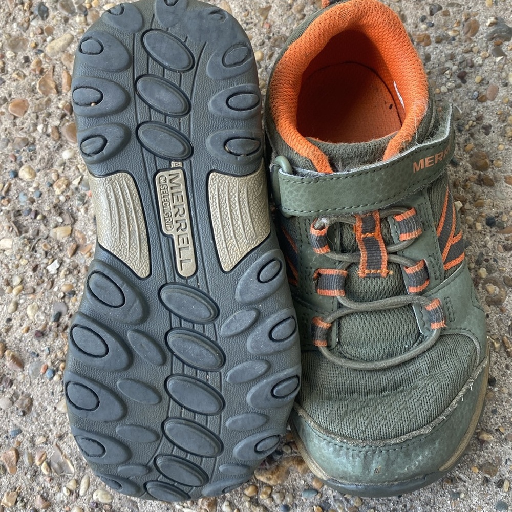 Merrell toddler size 12 Velcro shoes select grip. Low hiking shoe